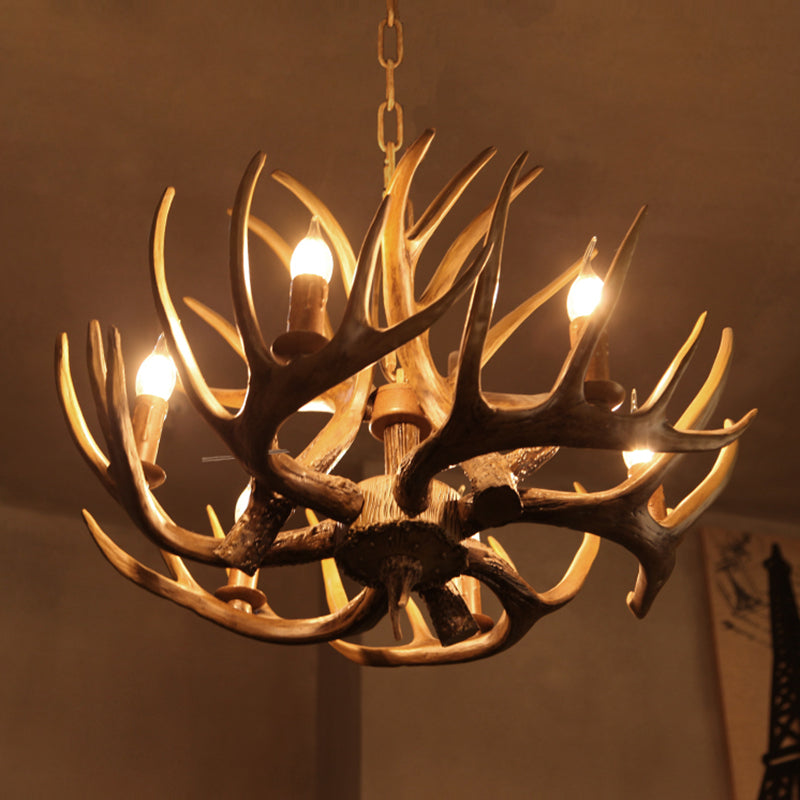 Vintage Antler Shaped Chandelier Light Fixture Resin Pendant Light for Restaurant Clearhalo 'Ceiling Lights' 'Chandeliers' Lighting' options 2135937