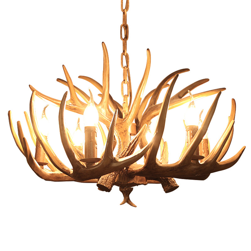 Vintage Antler Shaped Chandelier Light Fixture Resin Pendant Light for Restaurant Clearhalo 'Ceiling Lights' 'Chandeliers' Lighting' options 2135938