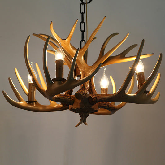 Vintage Antler Shaped Chandelier Light Fixture Resin Pendant Light for Restaurant Clearhalo 'Ceiling Lights' 'Chandeliers' Lighting' options 2135939