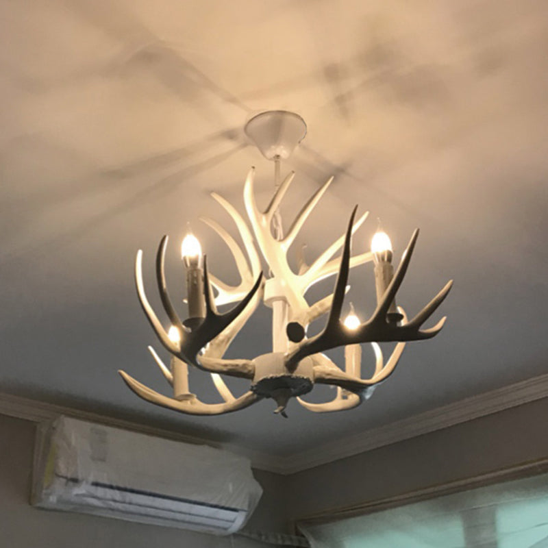 Vintage Antler Shaped Chandelier Light Fixture Resin Pendant Light for Restaurant 4 White Clearhalo 'Ceiling Lights' 'Chandeliers' Lighting' options 2135941_a3af2956-24fd-4877-a864-8cb74cd9db7f