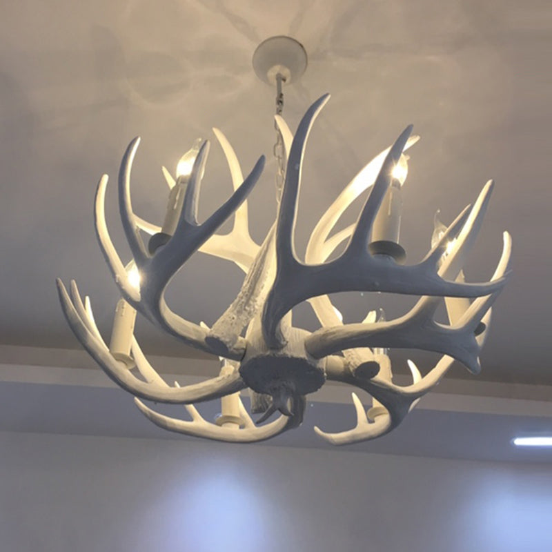 Vintage Antler Shaped Chandelier Light Fixture Resin Pendant Light for Restaurant Clearhalo 'Ceiling Lights' 'Chandeliers' Lighting' options 2135942