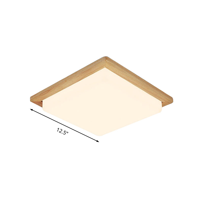 Square Ceiling Mounted Light Modernism Acrylic Beige LED Flush Mount Lamp with Wood Canopy in White/Warm Light, 12.5"/14"/18"/22"/26" Wide Clearhalo 'Ceiling Lights' 'Close To Ceiling Lights' 'Close to ceiling' 'Flush mount' Lighting' 213595