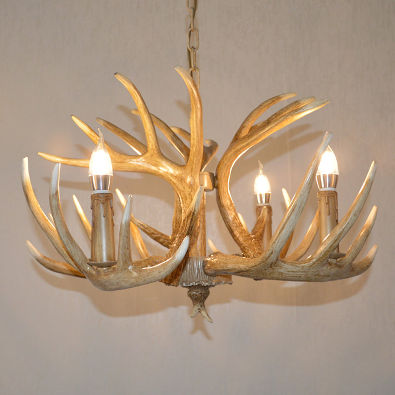 Retro Deer Horn Shaped Chandelier Light Resin Pendant Light Fixture for Restaurant Clearhalo 'Ceiling Lights' 'Chandeliers' Lighting' options 2135961