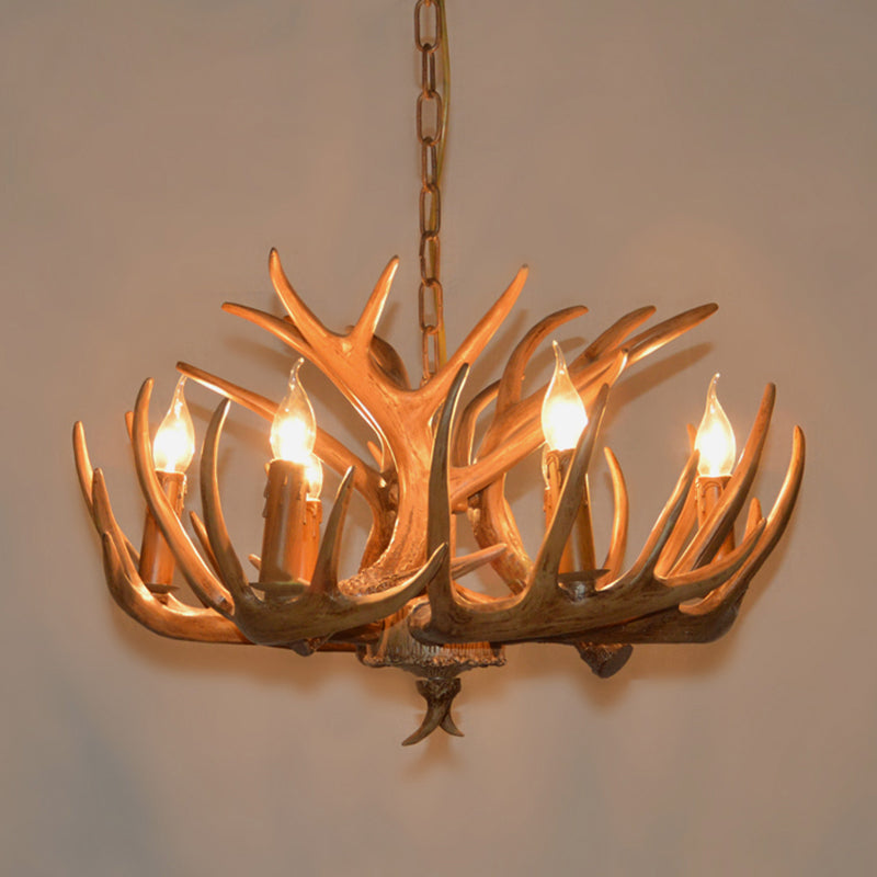 Retro Deer Horn Shaped Chandelier Light Resin Pendant Light Fixture for Restaurant Clearhalo 'Ceiling Lights' 'Chandeliers' Lighting' options 2135962