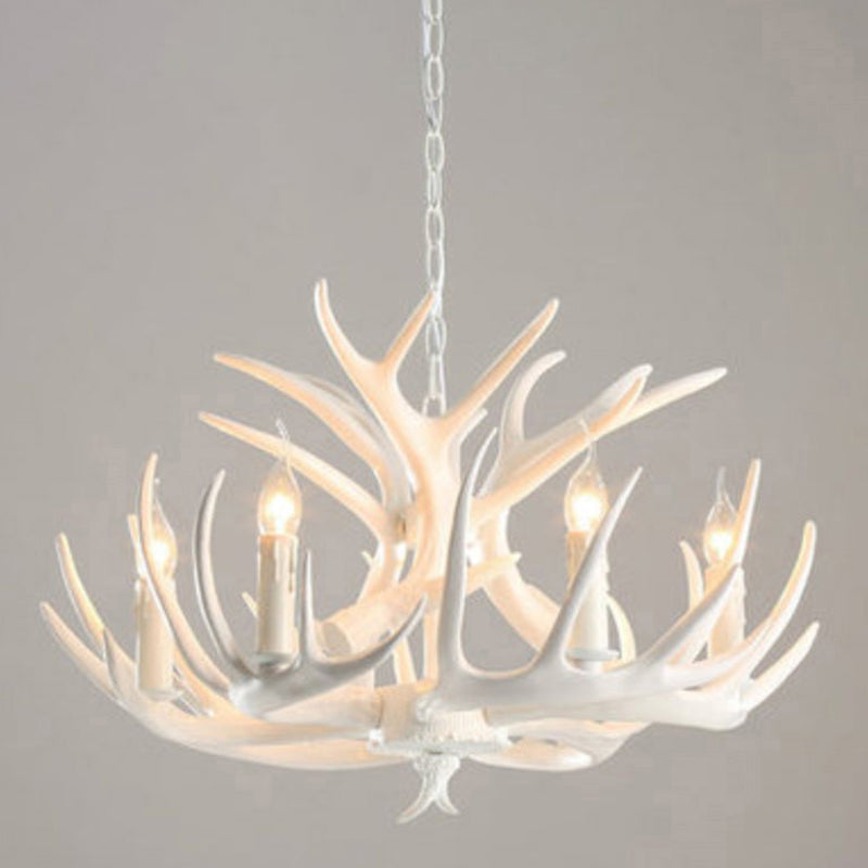 Deer Horn Shape Resin Suspension Light Rustic Dining Room Chandelier Light Fixture Clearhalo 'Ceiling Lights' 'Chandeliers' Lighting' options 2135970