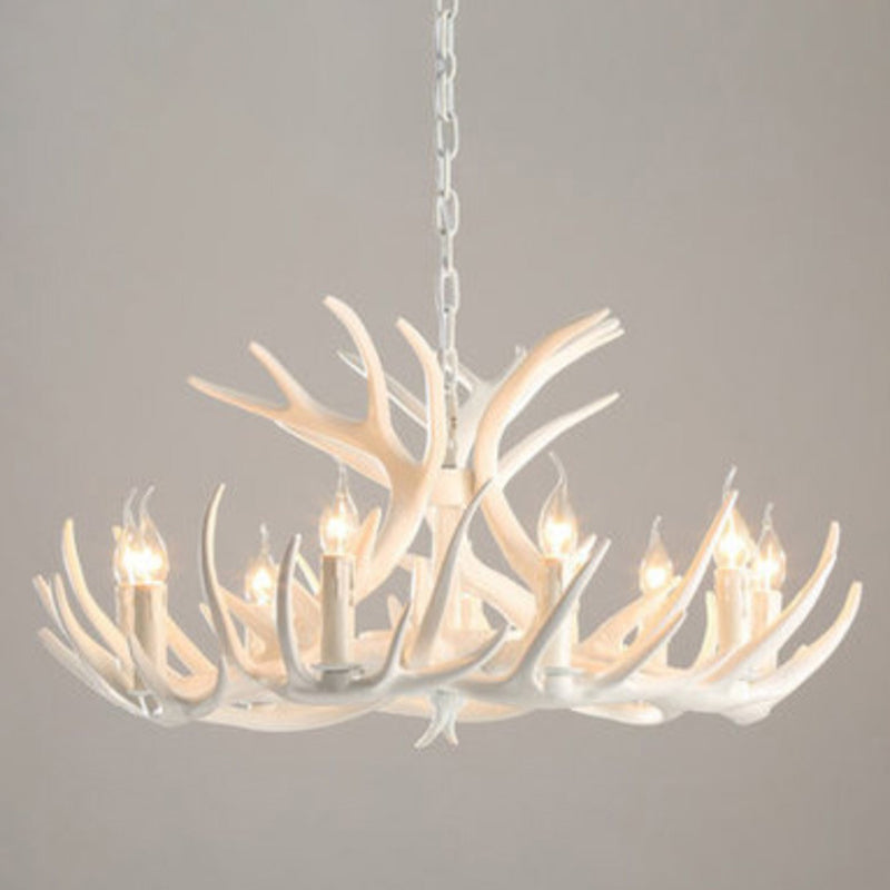 Deer Horn Shape Resin Suspension Light Rustic Dining Room Chandelier Light Fixture Clearhalo 'Ceiling Lights' 'Chandeliers' Lighting' options 2135971