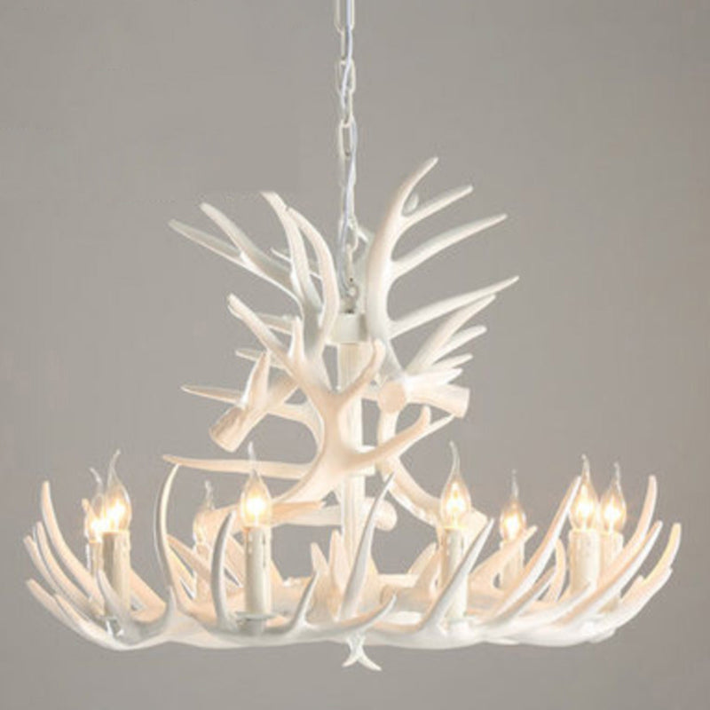 Deer Horn Shape Resin Suspension Light Rustic Dining Room Chandelier Light Fixture Clearhalo 'Ceiling Lights' 'Chandeliers' Lighting' options 2135972