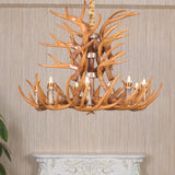 Vintage Antler Shaped Chandelier Pendant Light Resin Hanging Light for Living Room Clearhalo 'Ceiling Lights' 'Chandeliers' Lighting' options 2135989