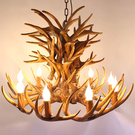 Vintage Antler Shaped Chandelier Pendant Light Resin Hanging Light for Living Room Clearhalo 'Ceiling Lights' 'Chandeliers' Lighting' options 2135991