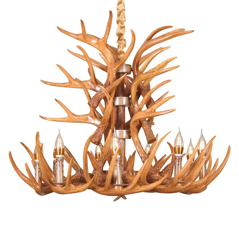 Vintage Antler Shaped Chandelier Pendant Light Resin Hanging Light for Living Room Clearhalo 'Ceiling Lights' 'Chandeliers' Lighting' options 2135992