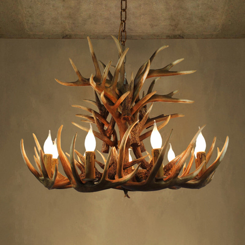 Vintage Antler Shaped Chandelier Pendant Light Resin Hanging Light for Living Room Clearhalo 'Ceiling Lights' 'Chandeliers' Lighting' options 2135993