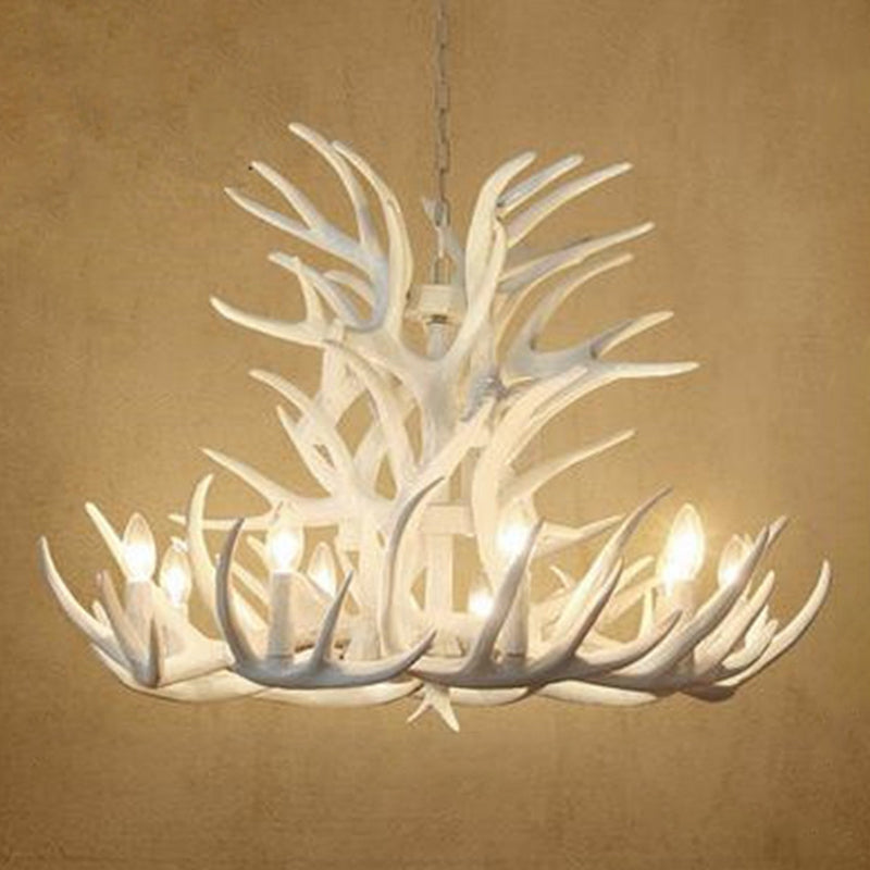 Vintage Antler Shaped Chandelier Pendant Light Resin Hanging Light for Living Room Clearhalo 'Ceiling Lights' 'Chandeliers' Lighting' options 2135994