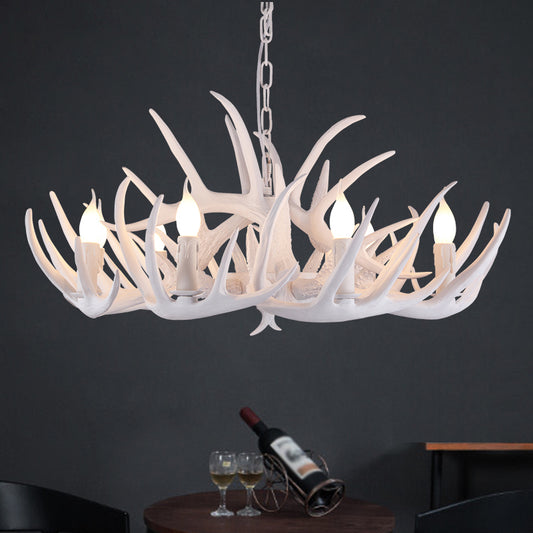 Deer Horn Shaped Resin Chandelier Lighting Retro Dining Room Pendant Light Fixture Clearhalo 'Ceiling Lights' 'Chandeliers' Lighting' options 2135996