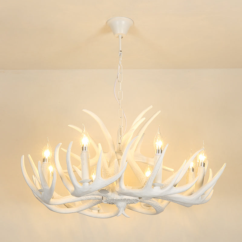 Deer Horn Shaped Resin Chandelier Lighting Retro Dining Room Pendant Light Fixture Clearhalo 'Ceiling Lights' 'Chandeliers' Lighting' options 2135997