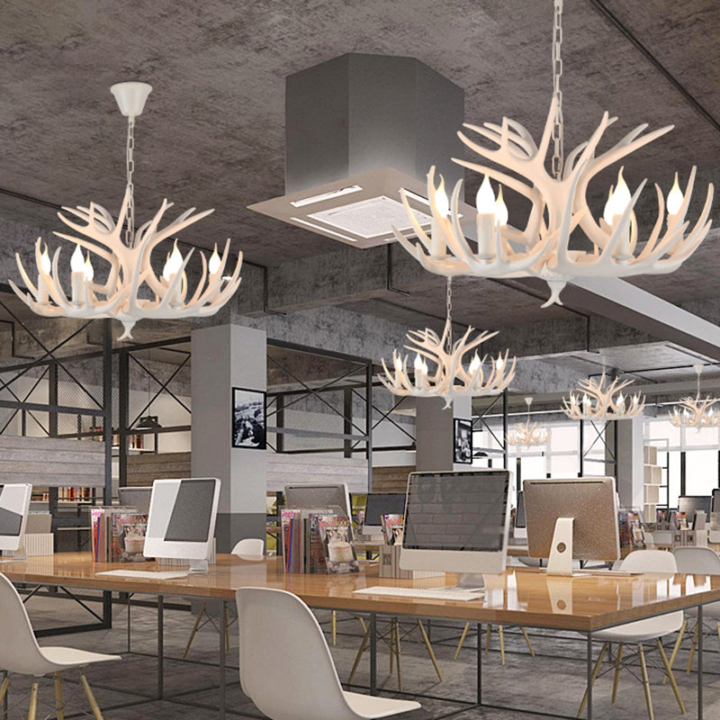 Deer Horn Shaped Resin Chandelier Lighting Retro Dining Room Pendant Light Fixture Clearhalo 'Ceiling Lights' 'Chandeliers' Lighting' options 2135998