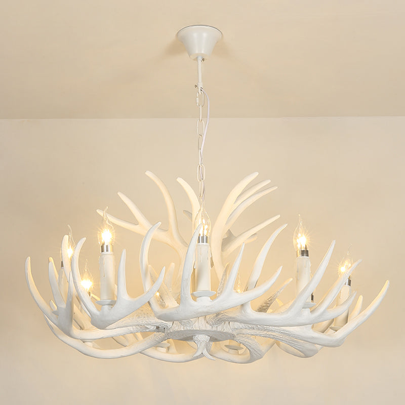 Deer Horn Shaped Resin Chandelier Lighting Retro Dining Room Pendant Light Fixture Clearhalo 'Ceiling Lights' 'Chandeliers' Lighting' options 2136000