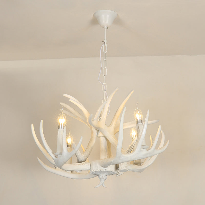 Deer Horn Shaped Resin Chandelier Lighting Retro Dining Room Pendant Light Fixture Clearhalo 'Ceiling Lights' 'Chandeliers' Lighting' options 2136001