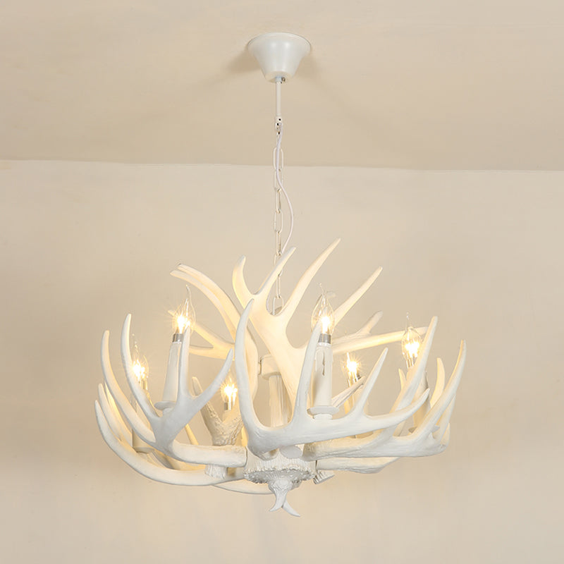 Deer Horn Shaped Resin Chandelier Lighting Retro Dining Room Pendant Light Fixture Clearhalo 'Ceiling Lights' 'Chandeliers' Lighting' options 2136002