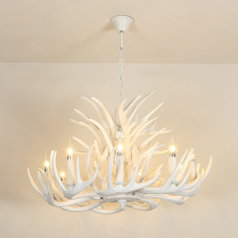 Deer Horn Shaped Resin Chandelier Lighting Retro Dining Room Pendant Light Fixture Clearhalo 'Ceiling Lights' 'Chandeliers' Lighting' options 2136003