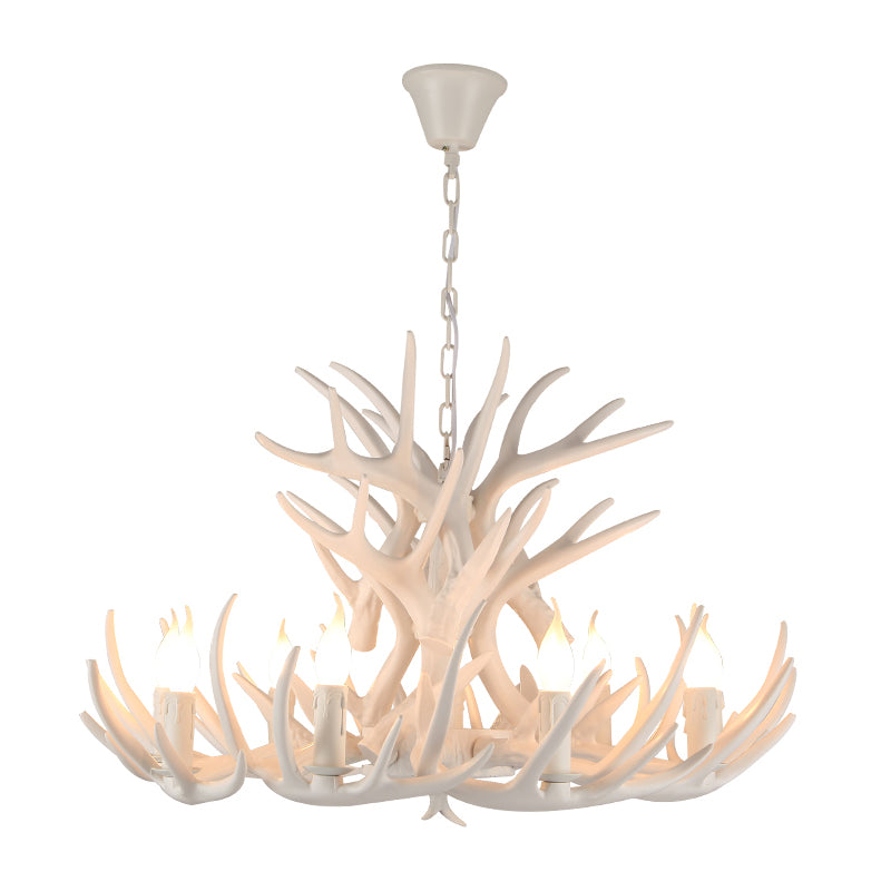 Deer Horn Shaped Resin Chandelier Lighting Retro Dining Room Pendant Light Fixture Clearhalo 'Ceiling Lights' 'Chandeliers' Lighting' options 2136004