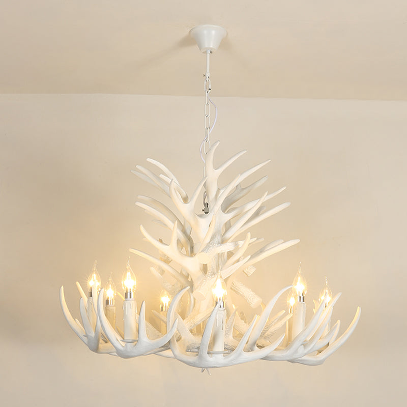 Deer Horn Shaped Resin Chandelier Lighting Retro Dining Room Pendant Light Fixture Clearhalo 'Ceiling Lights' 'Chandeliers' Lighting' options 2136005