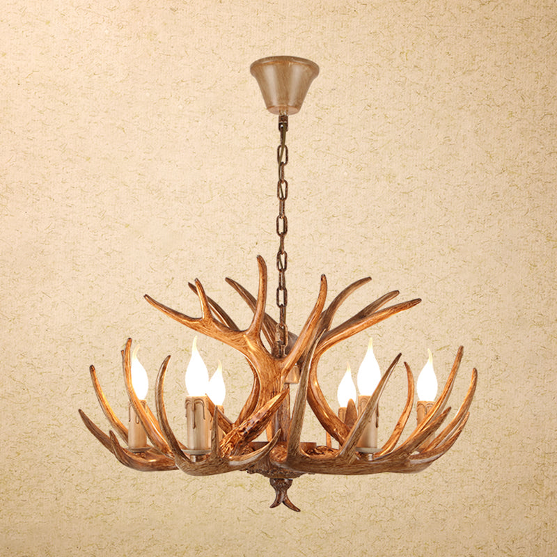 Deer Horn Shaped Resin Chandelier Lighting Retro Dining Room Pendant Light Fixture Clearhalo 'Ceiling Lights' 'Chandeliers' Lighting' options 2136007