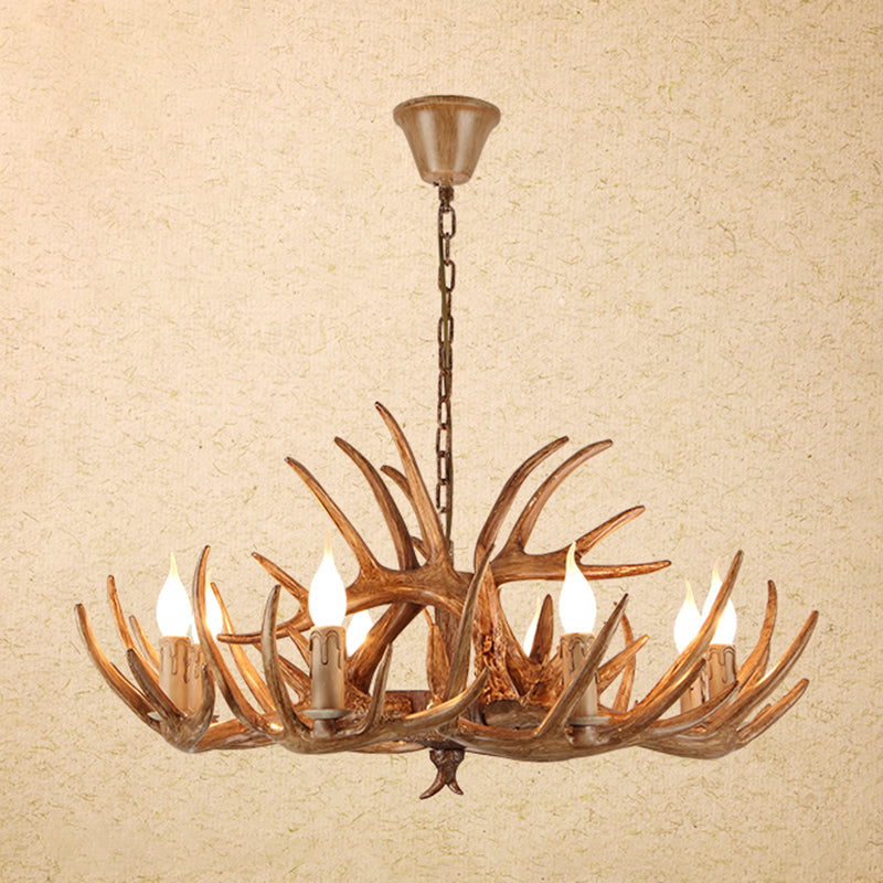 Deer Horn Shaped Resin Chandelier Lighting Retro Dining Room Pendant Light Fixture Clearhalo 'Ceiling Lights' 'Chandeliers' Lighting' options 2136008