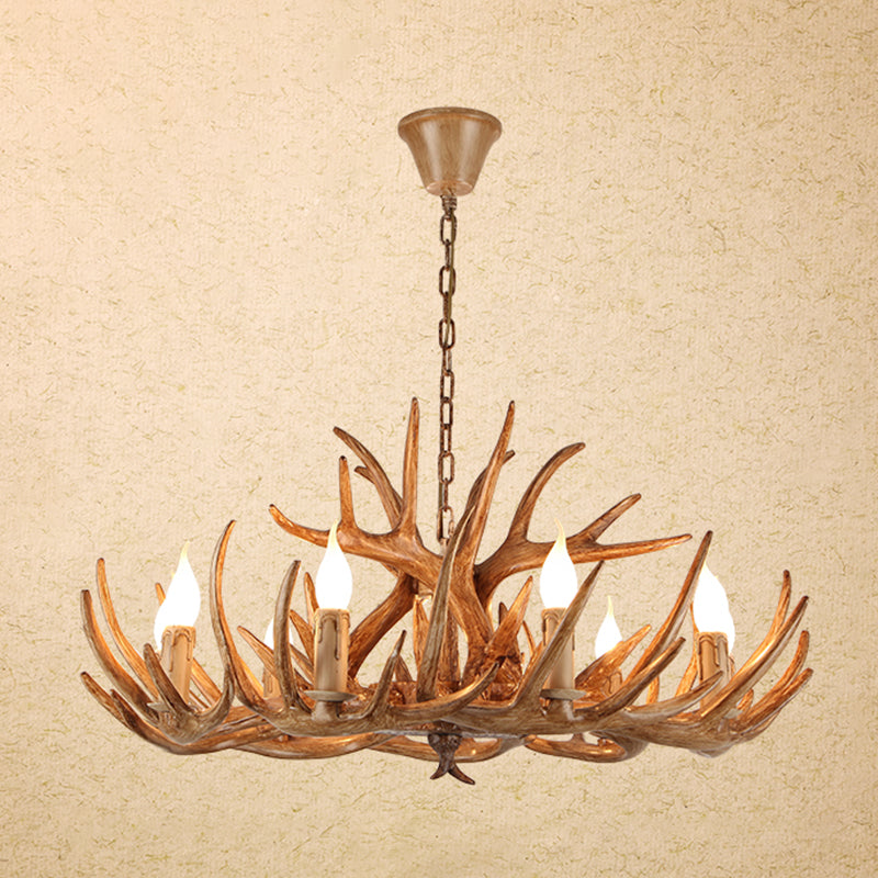 Deer Horn Shaped Resin Chandelier Lighting Retro Dining Room Pendant Light Fixture Clearhalo 'Ceiling Lights' 'Chandeliers' Lighting' options 2136009