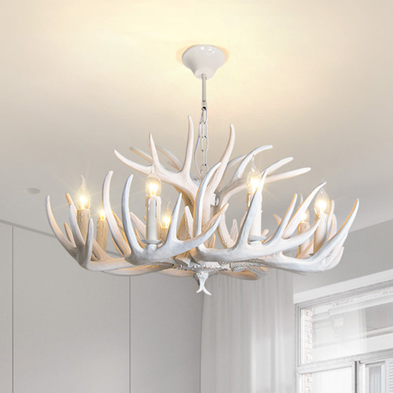 Resin Antler Shaped Suspension Lighting Rustic Living Room Chandelier Light Fixture Clearhalo 'Ceiling Lights' 'Chandeliers' Lighting' options 2136013