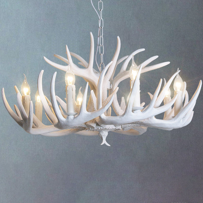 Resin Antler Shaped Suspension Lighting Rustic Living Room Chandelier Light Fixture Clearhalo 'Ceiling Lights' 'Chandeliers' Lighting' options 2136015