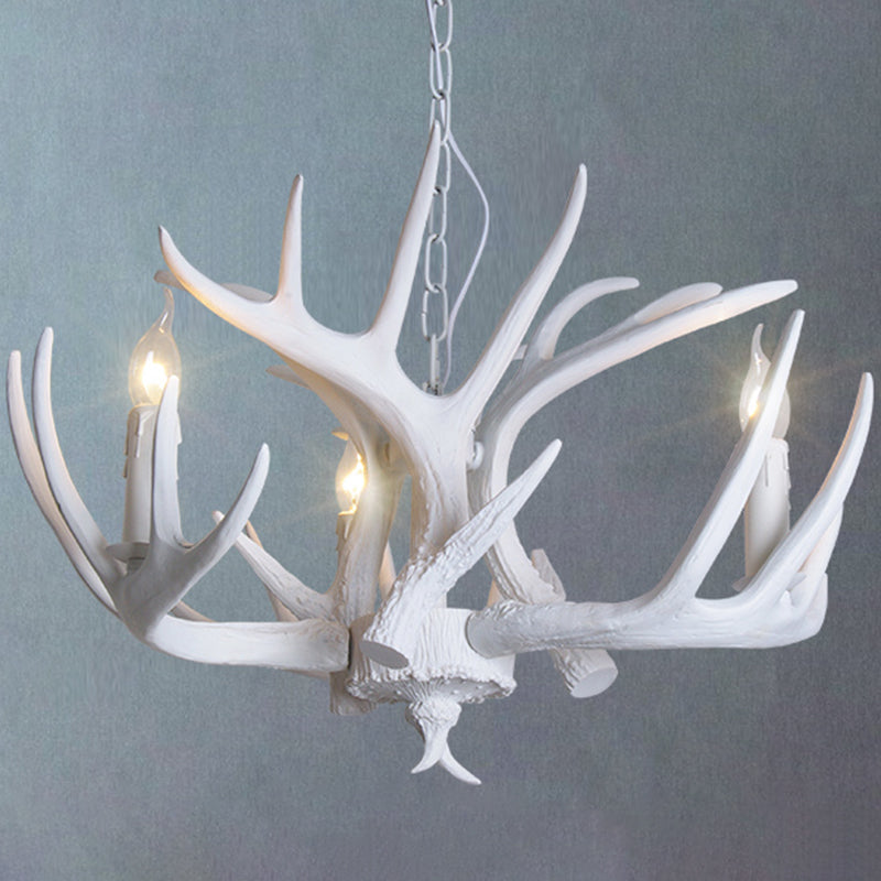 Resin Antler Shaped Suspension Lighting Rustic Living Room Chandelier Light Fixture Clearhalo 'Ceiling Lights' 'Chandeliers' Lighting' options 2136016