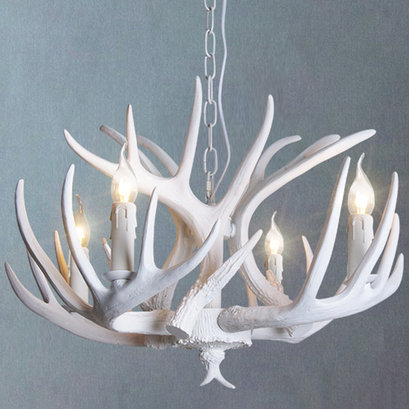 Resin Antler Shaped Suspension Lighting Rustic Living Room Chandelier Light Fixture Clearhalo 'Ceiling Lights' 'Chandeliers' Lighting' options 2136017