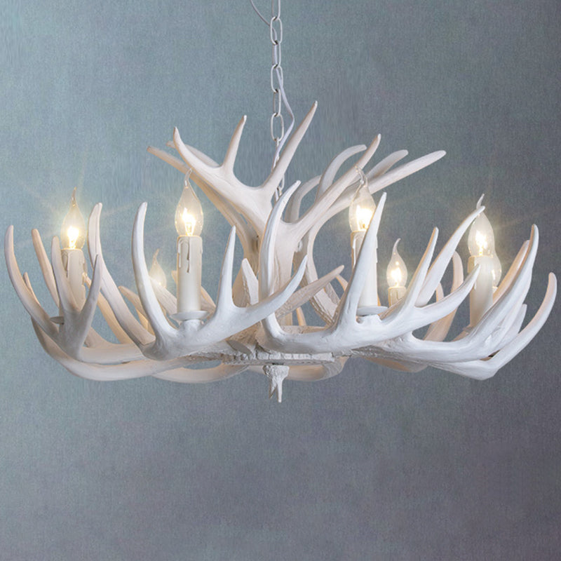 Resin Antler Shaped Suspension Lighting Rustic Living Room Chandelier Light Fixture Clearhalo 'Ceiling Lights' 'Chandeliers' Lighting' options 2136020