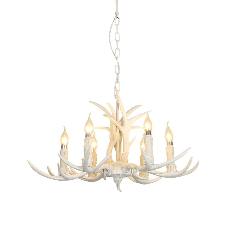 White Deer Horn Shaped Chandelier Lighting Classic Resin Living Room Pendant Light 6 White Clearhalo 'Ceiling Lights' 'Chandeliers' Lighting' options 2136031_150bdaec-11ba-4cd0-bb40-713f68ed2022