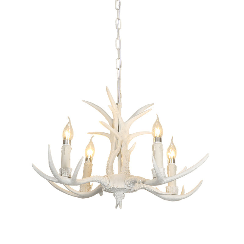 White Deer Horn Shaped Chandelier Lighting Classic Resin Living Room Pendant Light Clearhalo 'Ceiling Lights' 'Chandeliers' Lighting' options 2136035