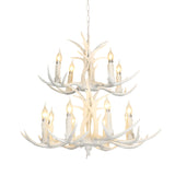 White Deer Horn Shaped Chandelier Lighting Classic Resin Living Room Pendant Light Clearhalo 'Ceiling Lights' 'Chandeliers' Lighting' options 2136036