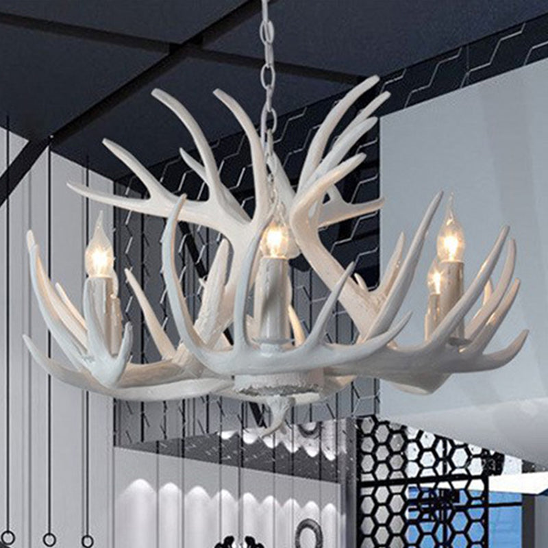 Antler Shaped Dining Room Chandelier Lighting Classic Resin White Pendant Light Fixture Clearhalo 'Ceiling Lights' 'Chandeliers' Lighting' options 2136037