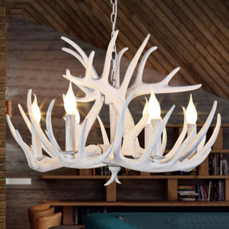 Antler Shaped Dining Room Chandelier Lighting Classic Resin White Pendant Light Fixture Clearhalo 'Ceiling Lights' 'Chandeliers' Lighting' options 2136038