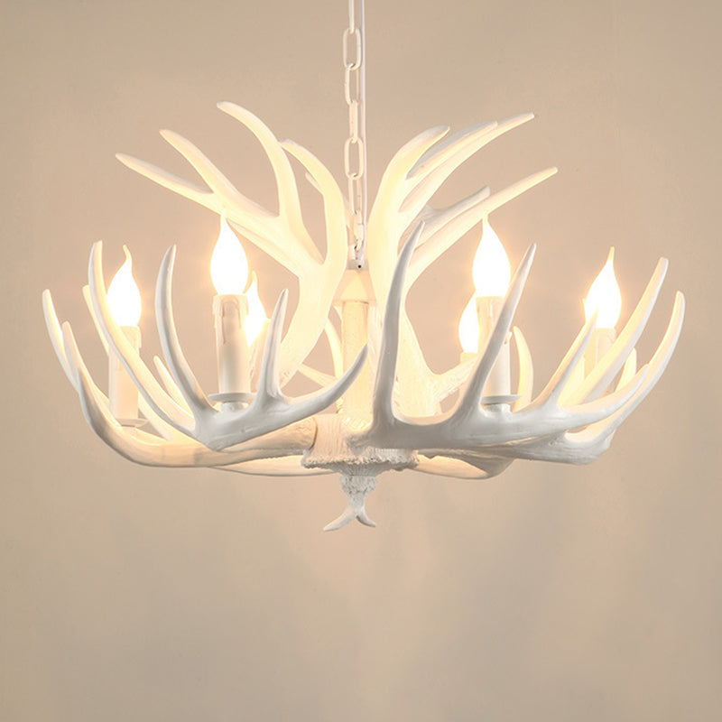 Antler Shaped Dining Room Chandelier Lighting Classic Resin White Pendant Light Fixture Clearhalo 'Ceiling Lights' 'Chandeliers' Lighting' options 2136039