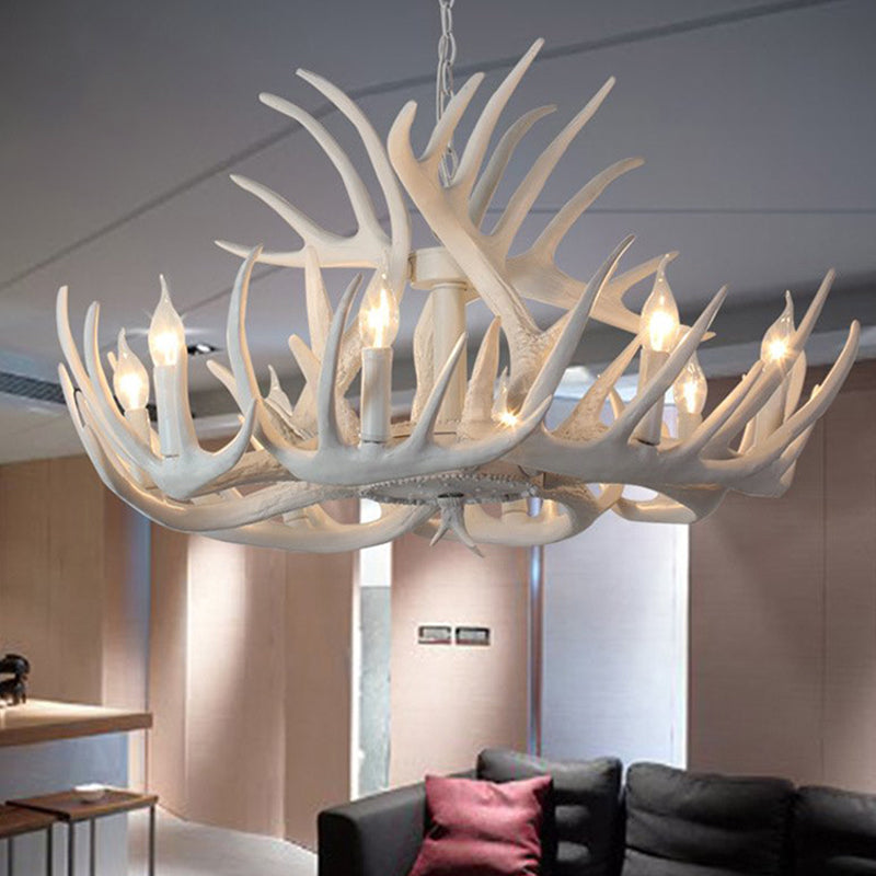 Antler Shaped Dining Room Chandelier Lighting Classic Resin White Pendant Light Fixture Clearhalo 'Ceiling Lights' 'Chandeliers' Lighting' options 2136040