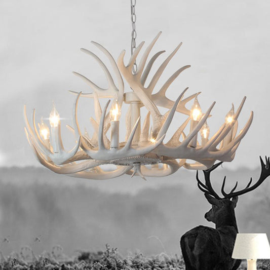 Antler Shaped Dining Room Chandelier Lighting Classic Resin White Pendant Light Fixture Clearhalo 'Ceiling Lights' 'Chandeliers' Lighting' options 2136041