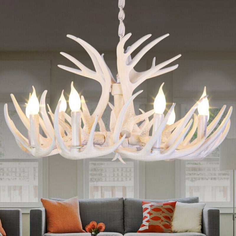 Antler Shaped Dining Room Chandelier Lighting Classic Resin White Pendant Light Fixture Clearhalo 'Ceiling Lights' 'Chandeliers' Lighting' options 2136042