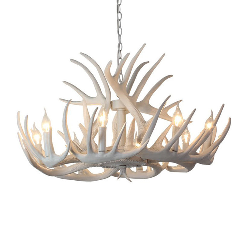 Antler Shaped Dining Room Chandelier Lighting Classic Resin White Pendant Light Fixture Clearhalo 'Ceiling Lights' 'Chandeliers' Lighting' options 2136043