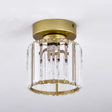 Geometrical Flush Mount Light Simplicity K9 Crystal 1 Bulb Hallway Flush Mount Ceiling Light in Gold Clearhalo 'Ceiling Lights' 'Close To Ceiling Lights' 'Lighting' 2136147_1e449019-bc74-4efe-b94b-cec747c59baf