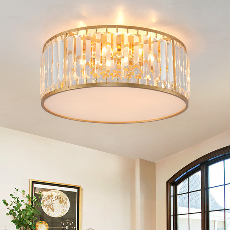 Round Shaped Living Room Flush Mount Faceted Crystal Modern Flushmount Ceiling Light Clearhalo 'Ceiling Lights' 'Close To Ceiling Lights' 'Close to ceiling' 'Flush mount' Lighting' 2136165