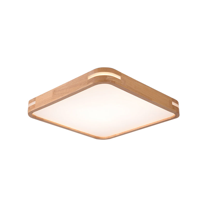 Square Ceiling Mounted Light Modernism Wood Beige LED Flush Mount Lamp in White/Warm/Natural Light, 12"/16"/19.5"/23.5" Wide Clearhalo 'Ceiling Lights' 'Close To Ceiling Lights' 'Close to ceiling' 'Flush mount' Lighting' 213618