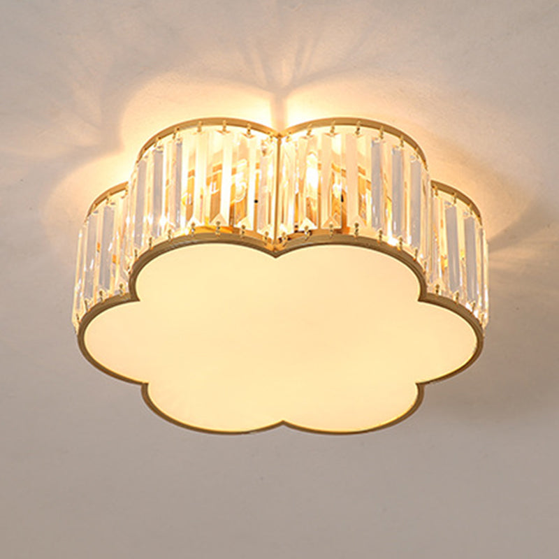 Floral Flush Mount Light Simplicity Clear Crystal Living Room Flush Mount Ceiling Light Clearhalo 'Ceiling Lights' 'Close To Ceiling Lights' 'Close to ceiling' 'Flush mount' Lighting' 2136180