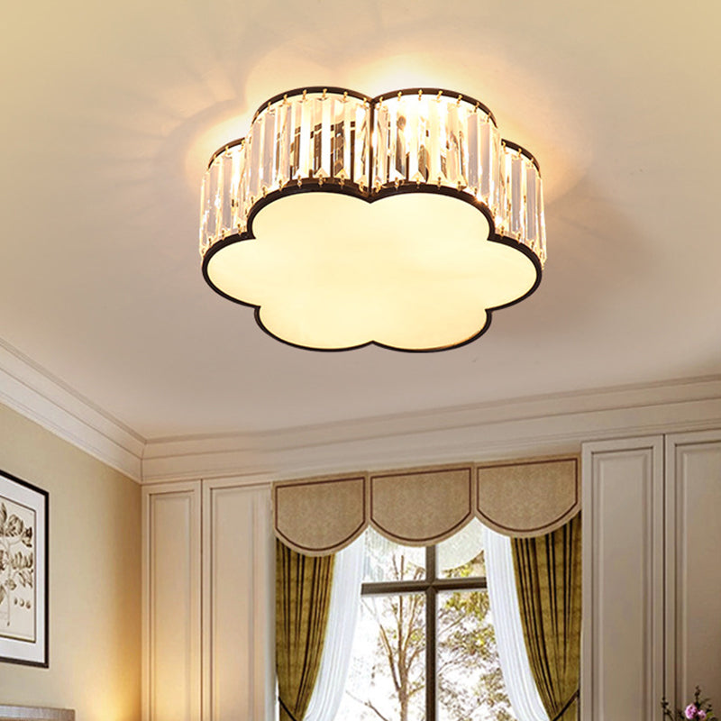 Floral Flush Mount Light Simplicity Clear Crystal Living Room Flush Mount Ceiling Light Black Clearhalo 'Ceiling Lights' 'Close To Ceiling Lights' 'Close to ceiling' 'Flush mount' Lighting' 2136181