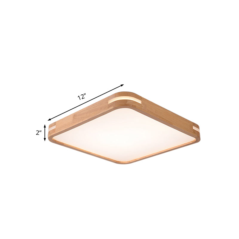 Square Ceiling Mounted Light Modernism Wood Beige LED Flush Mount Lamp in White/Warm/Natural Light, 12"/16"/19.5"/23.5" Wide Clearhalo 'Ceiling Lights' 'Close To Ceiling Lights' 'Close to ceiling' 'Flush mount' Lighting' 213619