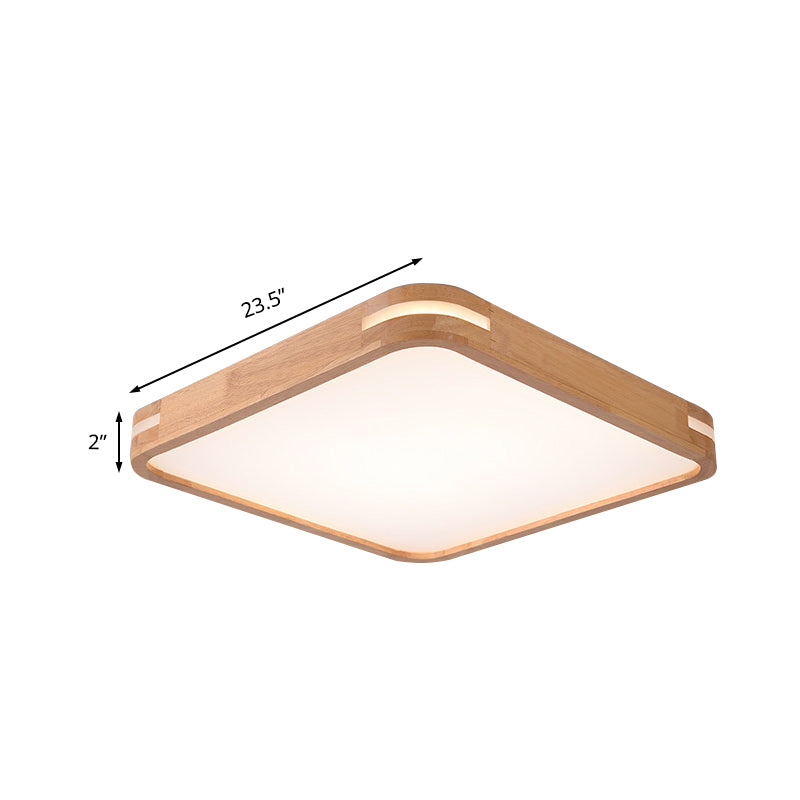 Square Ceiling Mounted Light Modernism Wood Beige LED Flush Mount Lamp in White/Warm/Natural Light, 12"/16"/19.5"/23.5" Wide Clearhalo 'Ceiling Lights' 'Close To Ceiling Lights' 'Close to ceiling' 'Flush mount' Lighting' 213622